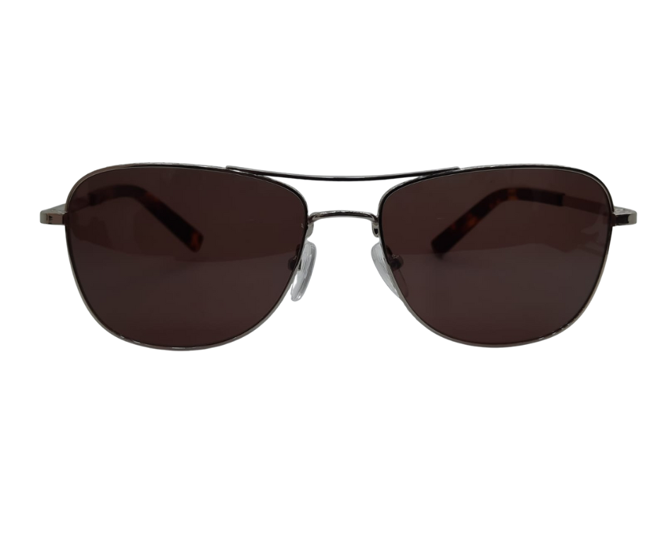 Unisex metal sunglasses with dark brown lenses and thin frame